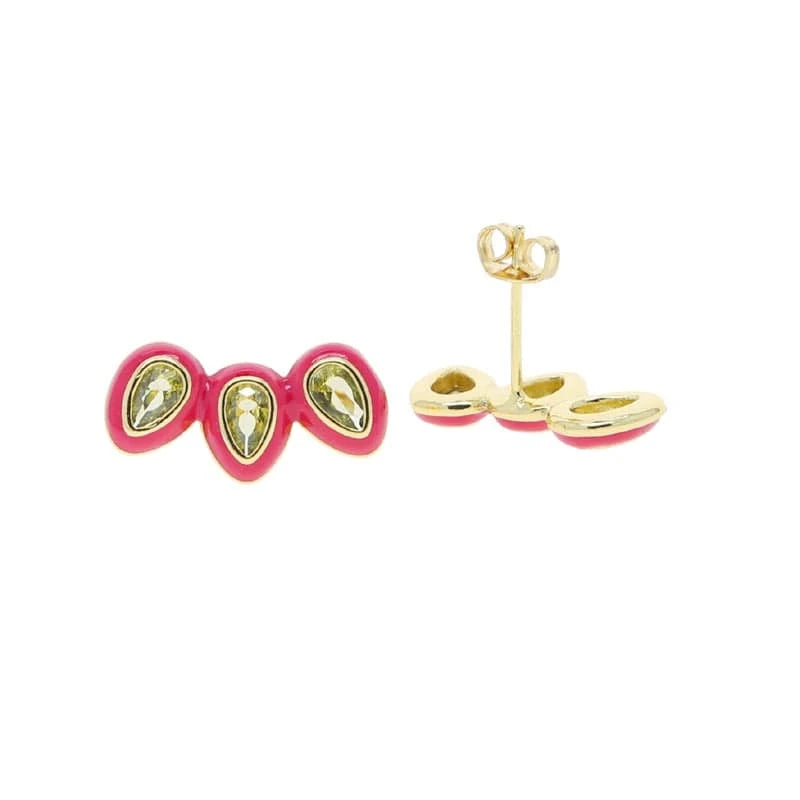 E032-Red teardrop earring Colorful Multi Shapes CZ Ring Earring Necklace Bracelet Set Jewelry For Women Fashion Bling 5A Cubic Zirconia Jewelry