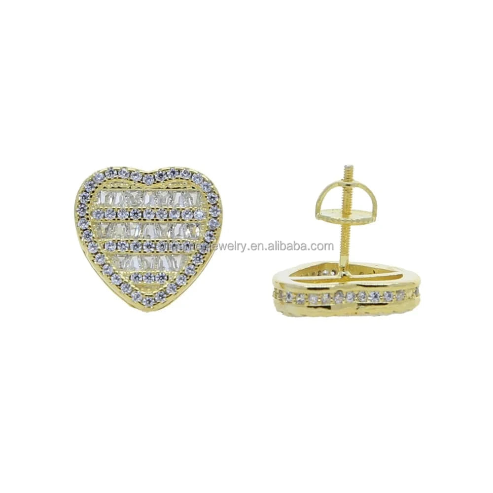 E1012-gold 2024 Valentine's Day Gift new fashion iced out bling rectangle cz heart shaped pendant women necklace wholesale in stock