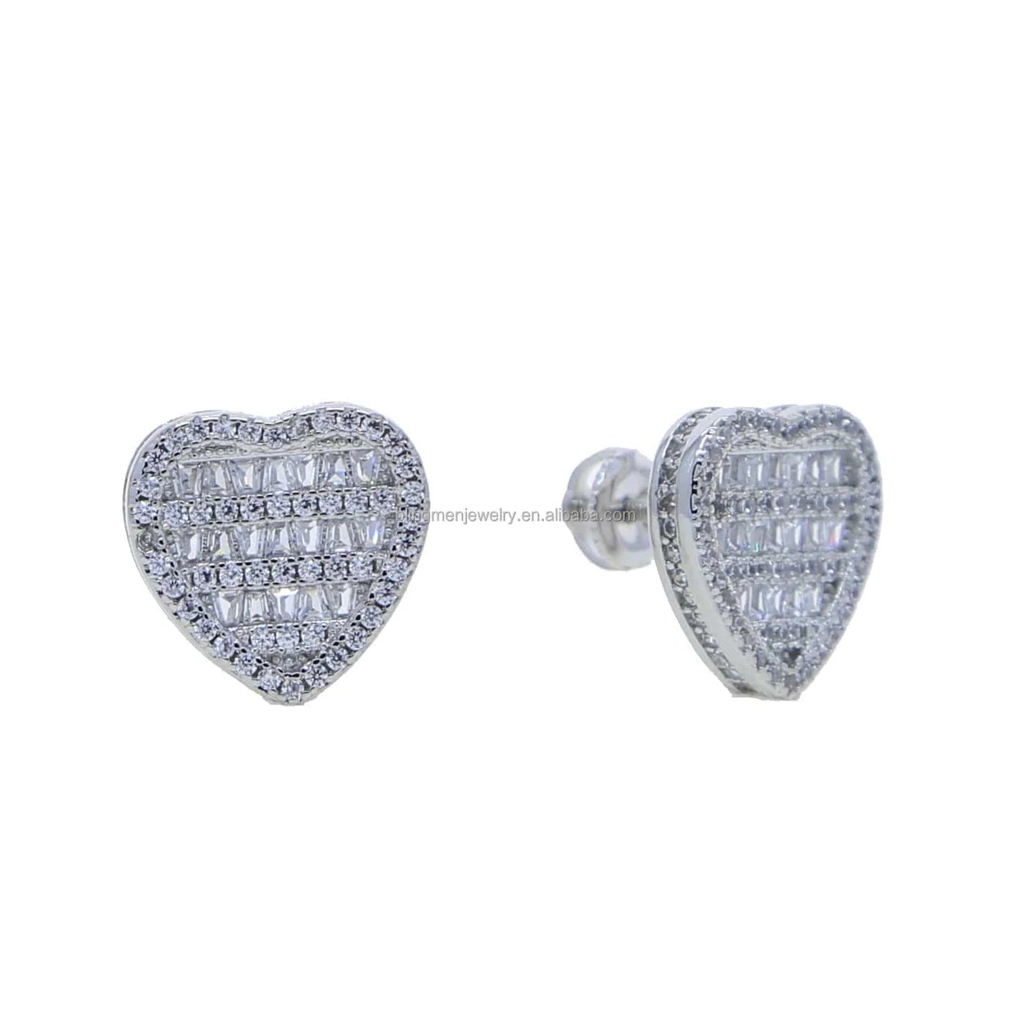 E1012-silver 2024 Valentine's Day Gift new fashion iced out bling rectangle cz heart shaped pendant women necklace wholesale in stock