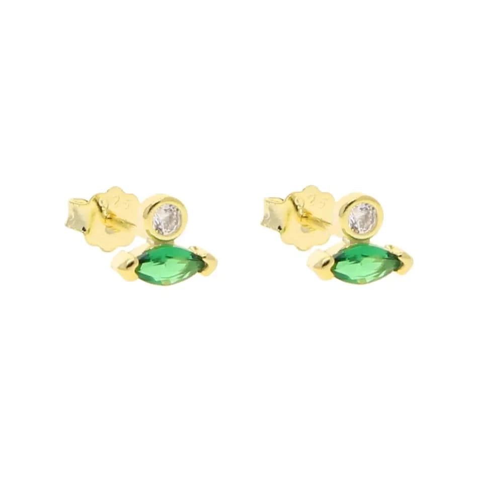 E1046-Green 100% 925 Sterling Silver Multi Piercing Earring Minimal Delicate Gold Plated Butterfly Flower Mini Hoop Fine Silver Jewelry