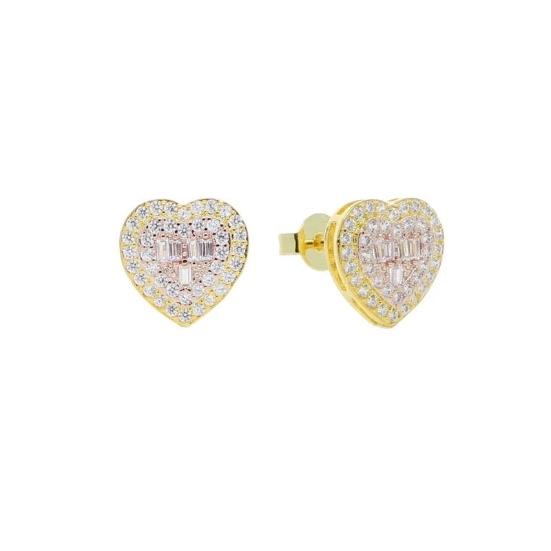 E115-G-pink earring 2024 New Arrived Bling Iced Out Fashion Women Jewelry Set Micro Pave 5A Cubic Zirconia CZ Heart Earring Necklace