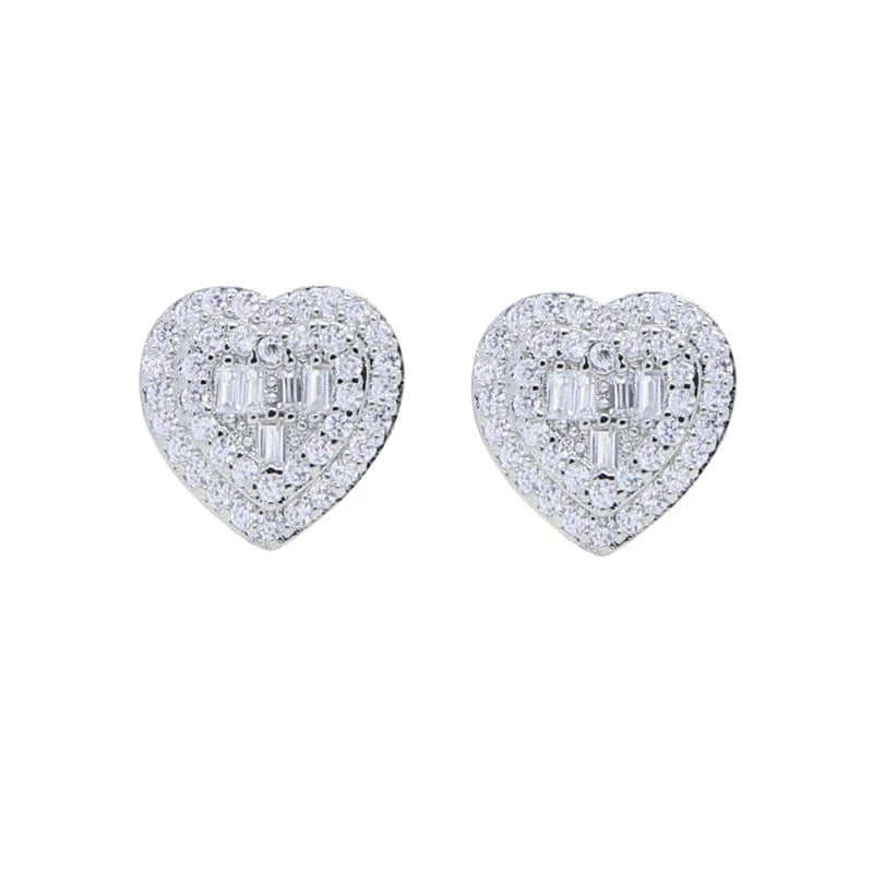 E115-P-white earring 2024 New Arrived Bling Iced Out Fashion Women Jewelry Set Micro Pave 5A Cubic Zirconia CZ Heart Earring Necklace