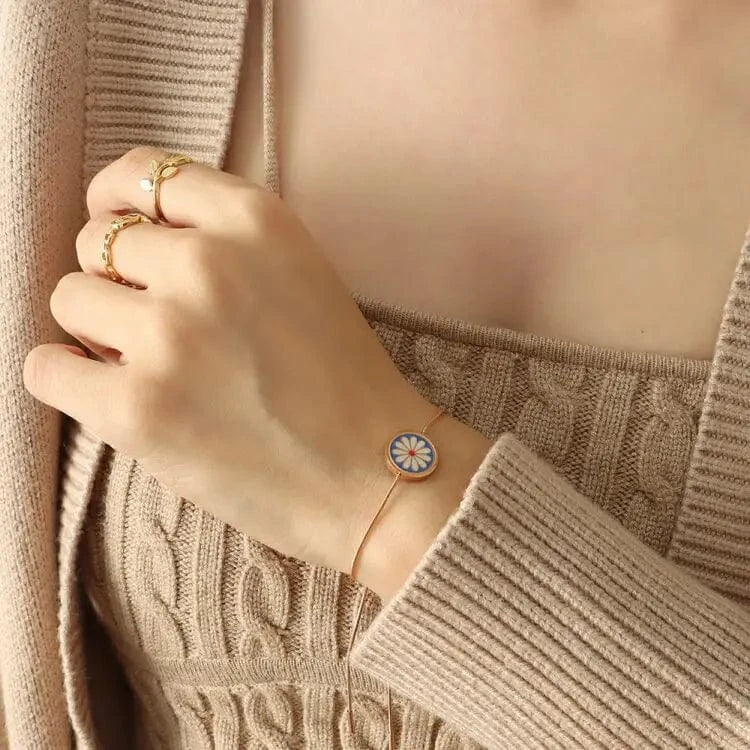 E117-Rose Bracelet - Adjustable drawstring Professional Design Jewelry Sets Gold Stainless Steel Plated Christmas for Women 18K Romantic Geometric Custom Size Acceptable