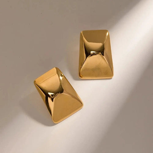 E1904 Luxury Geometric Earrings Women Stainless Steel 18K Gold Plated Smoothly Square Stud Earrings