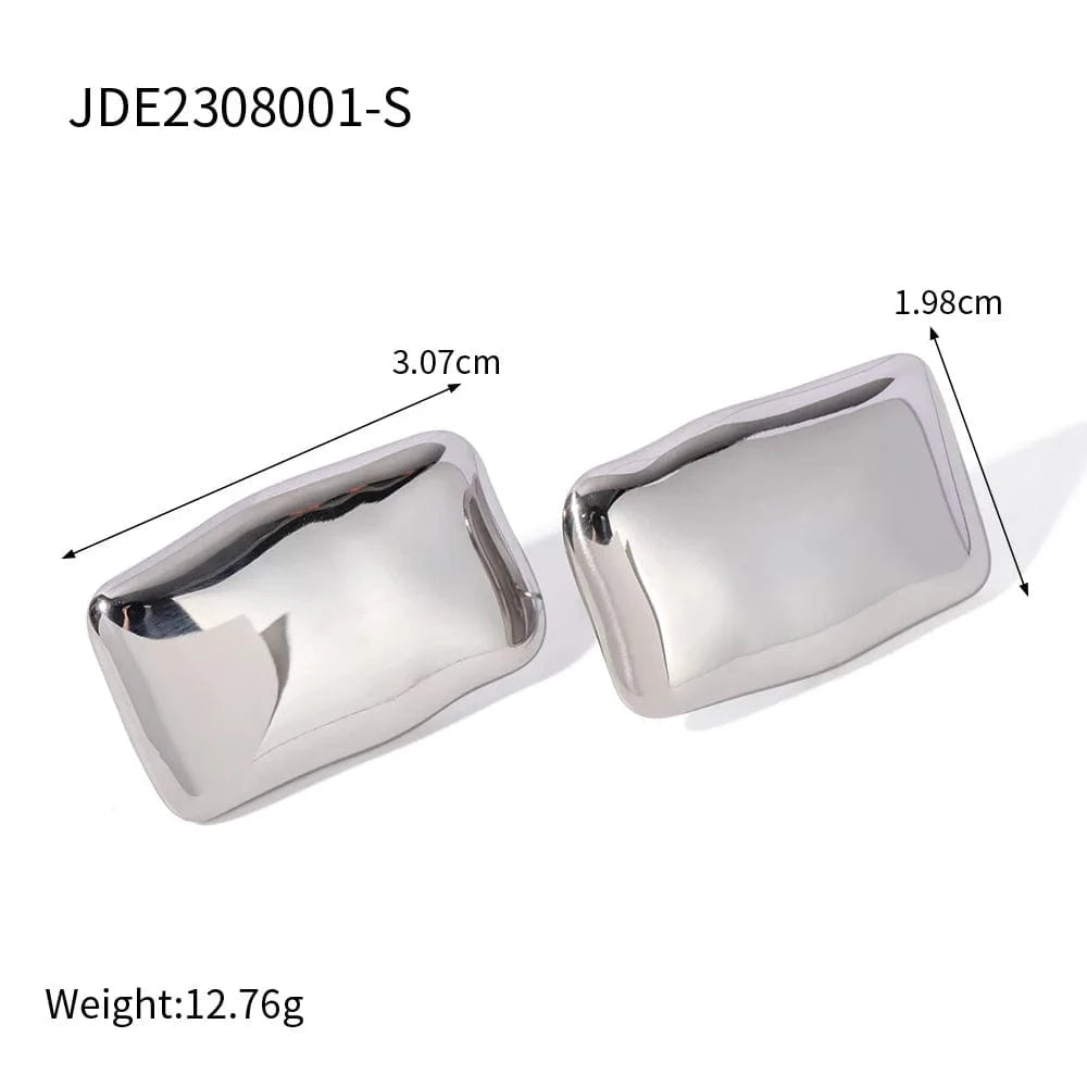 E1996S E1996 Jewelry Popular 18K Gold Plated Stainless Steel Smooth High Polish Chunky Rectangle Stud Earrings