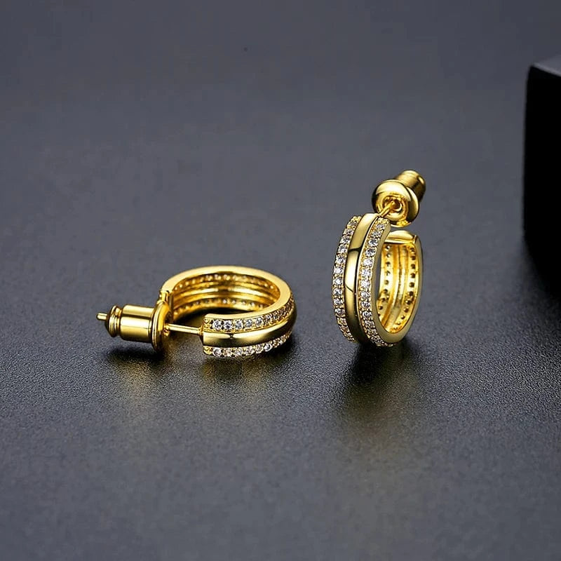 E20112014-18K LUOTEEMI New Designer Brand Woman Earing Charm Korea Thin Hoop Classy Mini Claw Bright Earring Fashion