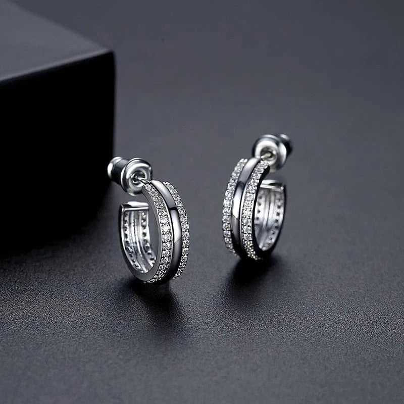 E20112014-Rh LUOTEEMI New Designer Brand Woman Earing Charm Korea Thin Hoop Classy Mini Claw Bright Earring Fashion