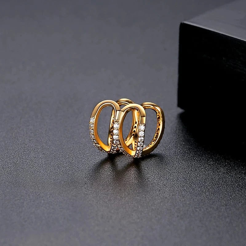 E20112015-18K LUOTEEMI Korea Woman Woven Lady Earing Fashion Accessory C Shape Brass Earring Charm