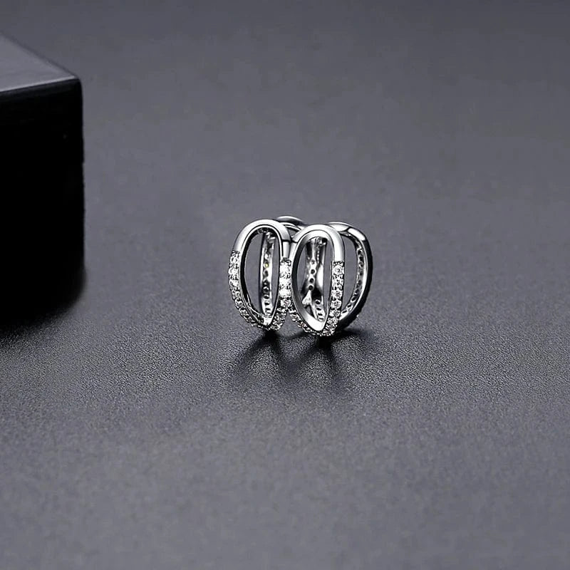 E20112015-Rh LUOTEEMI Korea Woman Woven Lady Earing Fashion Accessory C Shape Brass Earring Charm