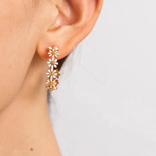 E2029 Little Daisy Flower Necklace Earring Set 18k Gold PVD Plated Stainless Steel Dainty Flower Daisy Choker Necklace For Women
