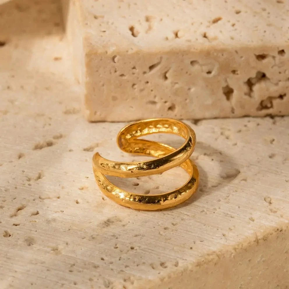 E2043 E2043 Simple Stainless Steel 18K Gold Plate Cuff Earrings Jewelry For Women Double Layer Ear Cuff