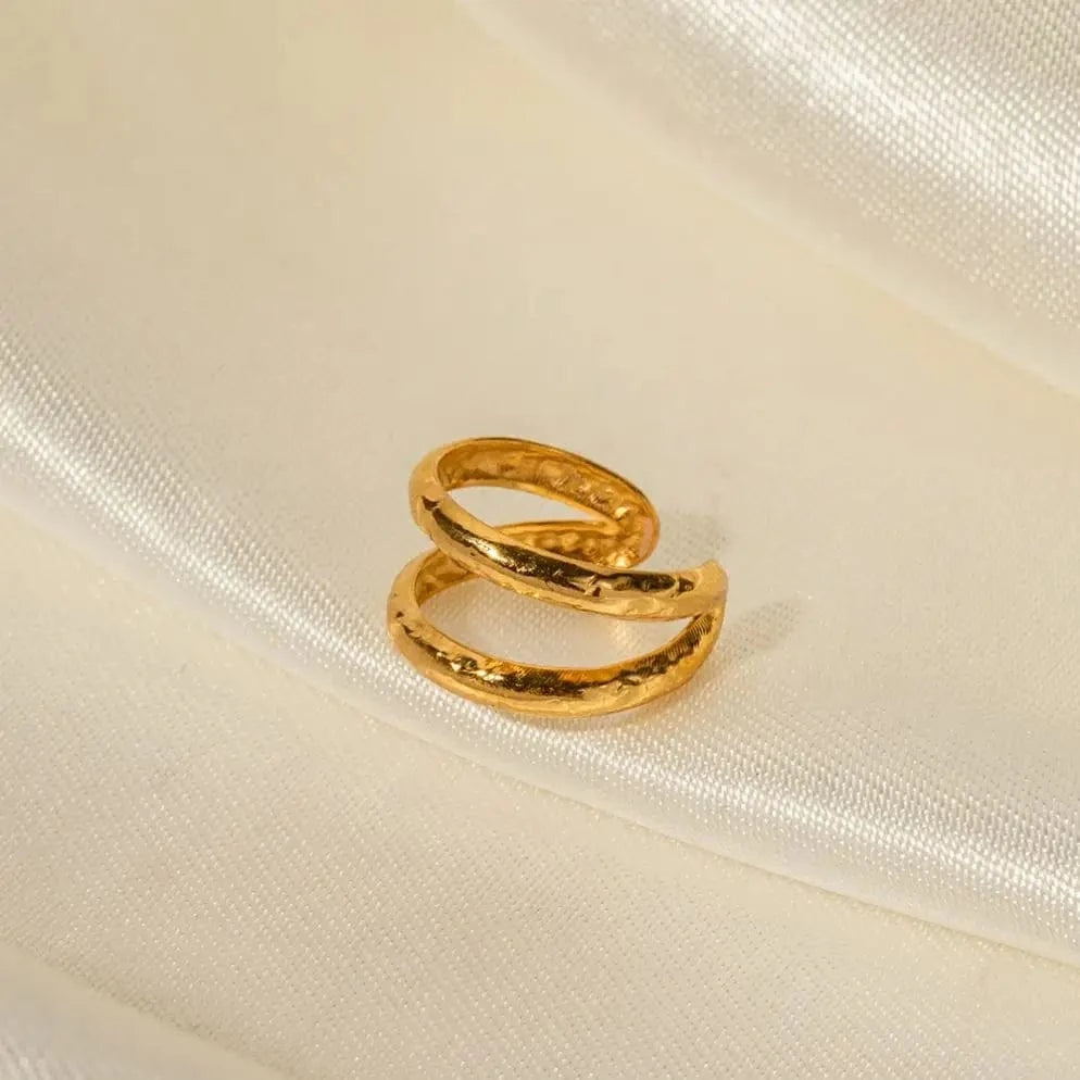 E2043 E2043 Simple Stainless Steel 18K Gold Plate Cuff Earrings Jewelry For Women Double Layer Ear Cuff