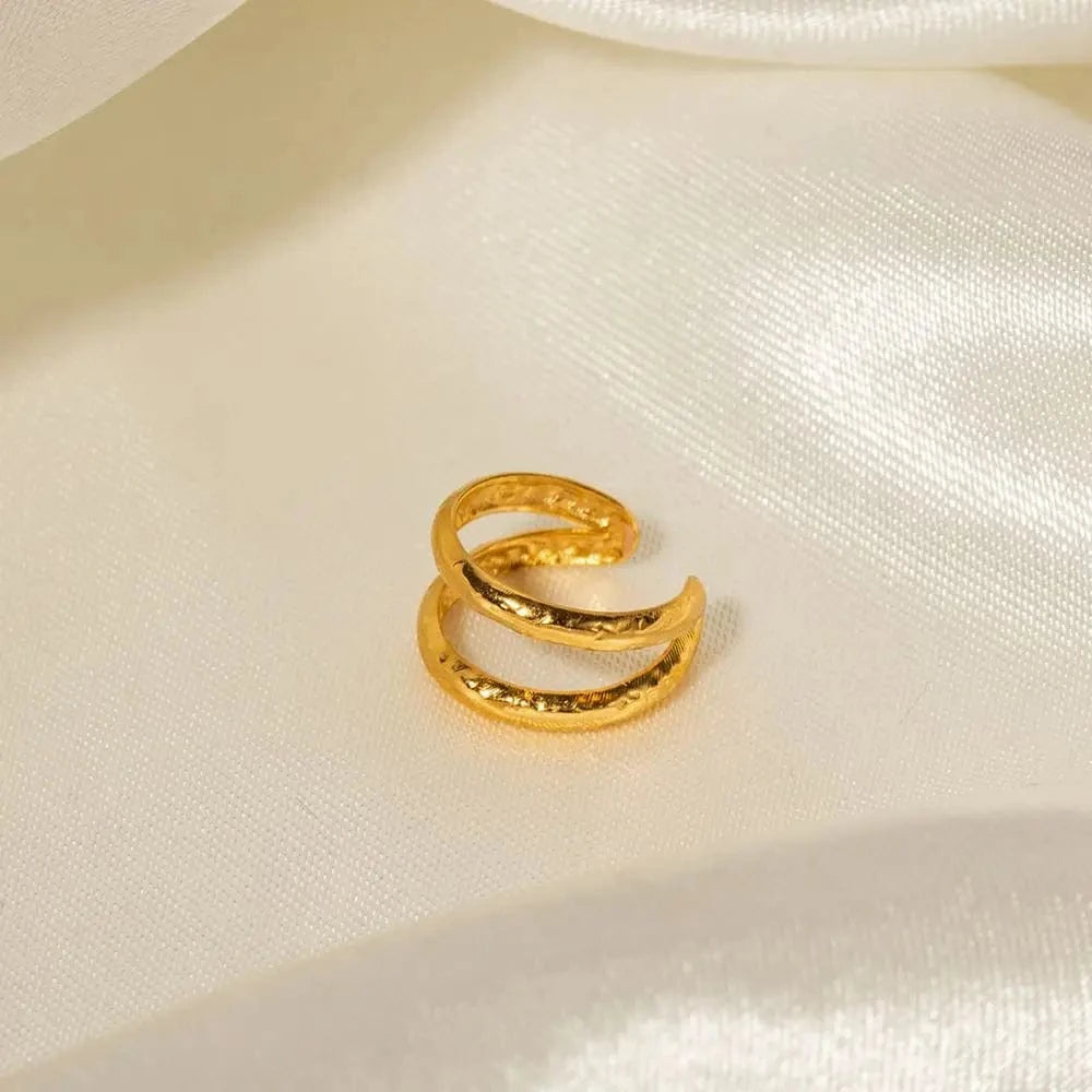 E2043 E2043 Simple Stainless Steel 18K Gold Plate Cuff Earrings Jewelry For Women Double Layer Ear Cuff