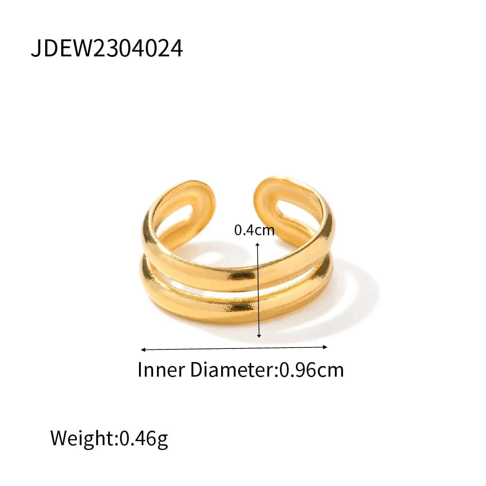 E2043 E2043 Simple Stainless Steel 18K Gold Plate Cuff Earrings Jewelry For Women Double Layer Ear Cuff