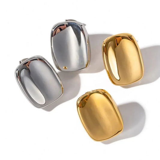 E2090 Cubic Square Stud Earring Big Geometric Frosted 18k PVD Gold Plated Stainless Steel Wholesale Earring For Women
