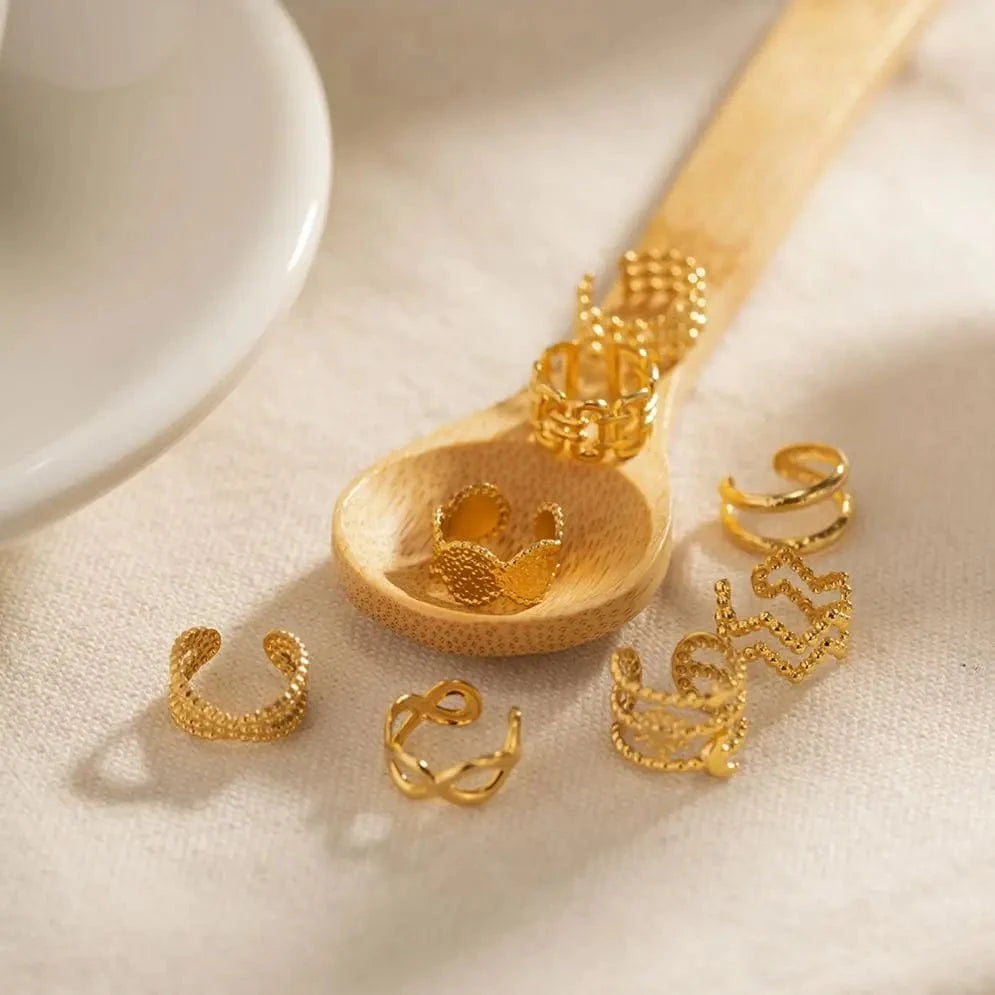 E2156 Jewelry Hollow Layers  Trending Jewelry Products 18K Gold Plated Stainless Steel  Wave Design Ear Clip