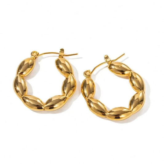 E2179 E2179 INS 18K Gold Plated Stainless Steel jewelry Gift CC Shaped Bead Chunky Earrings for Women