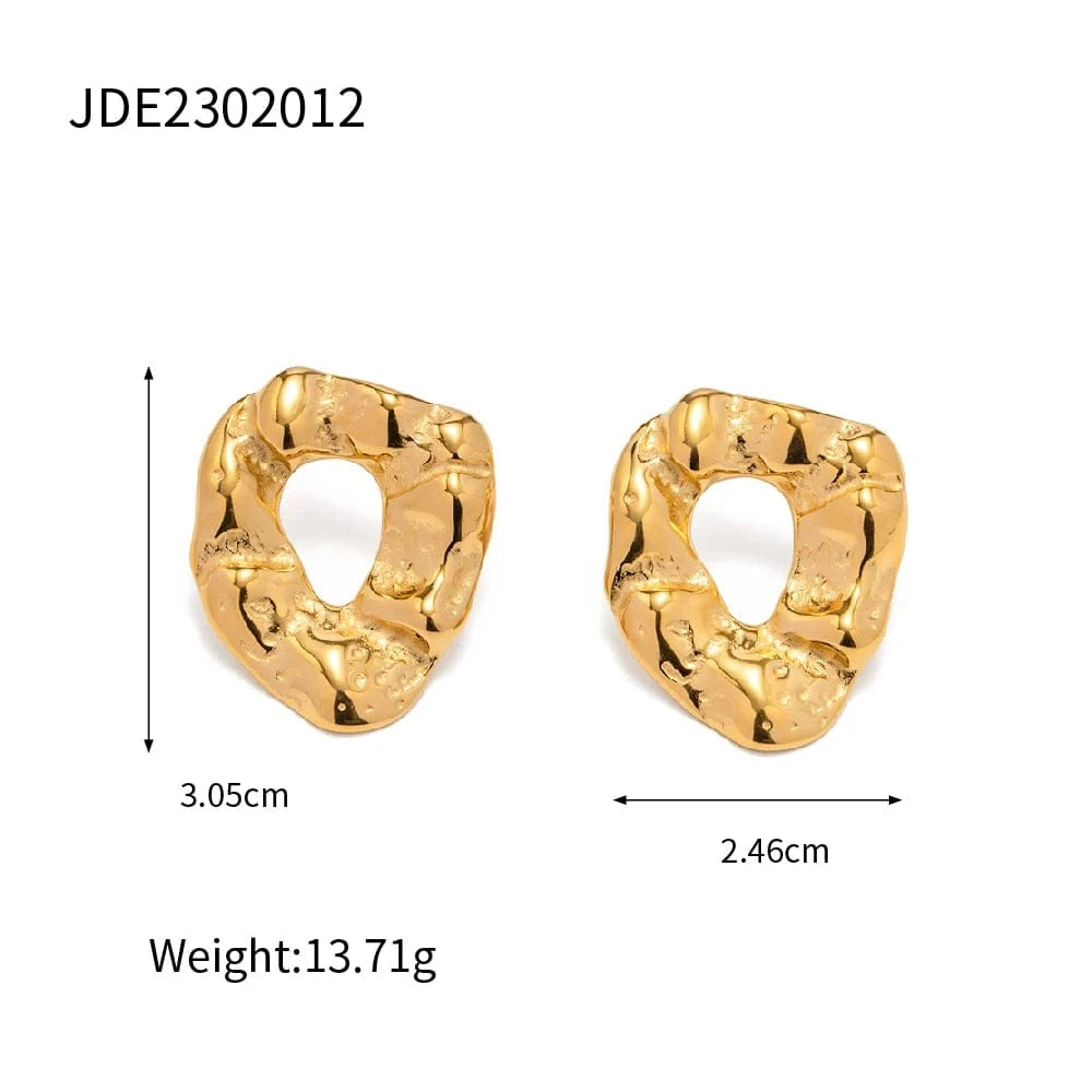 E2182 E2182 18K PVD Gold Plated Earrings Jewelry Gift Stainless Steel Irregular Texture Chunky Earrings for Women