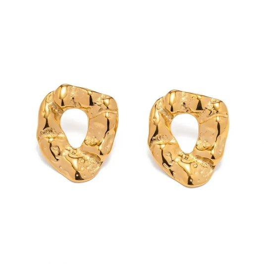 E2182 E2182 18K PVD Gold Plated Earrings Jewelry Gift Stainless Steel Irregular Texture Chunky Earrings for Women