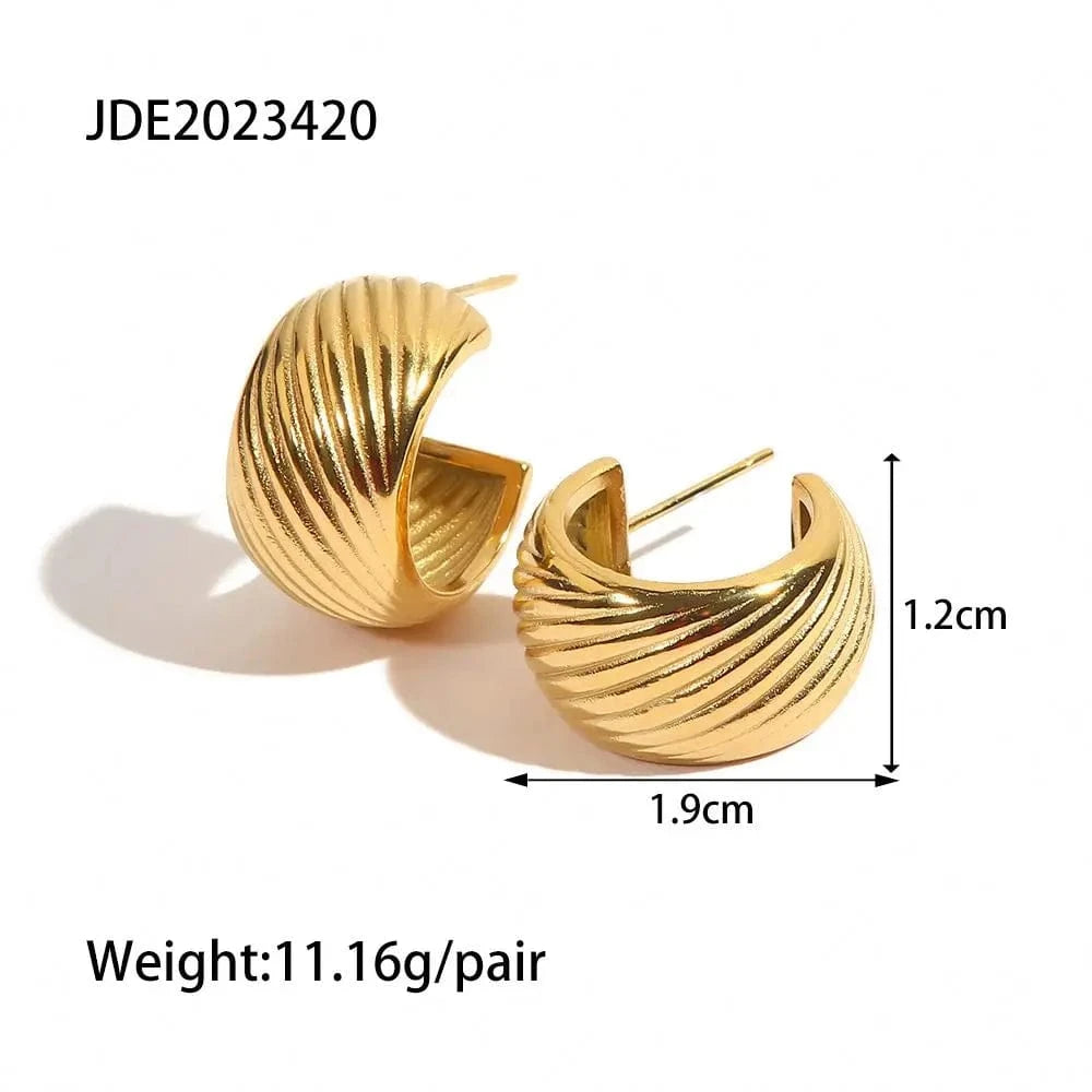 E2230 E2230 Geometric Stainless Steel 18K Gold Plated Party Jewelry Accessories  CC Shaped Earrings For Women