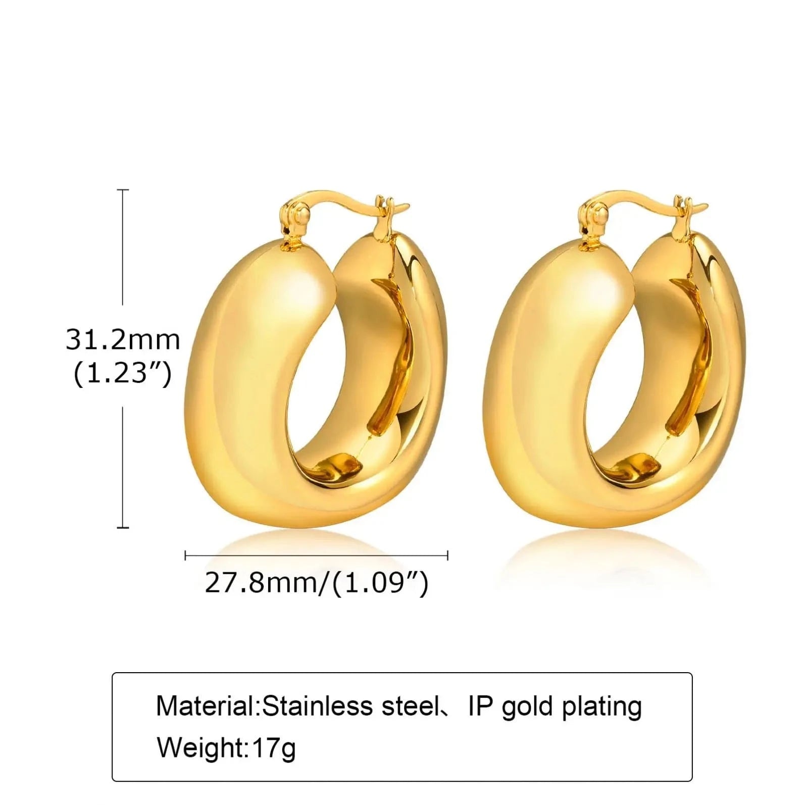 E2237 E2237 Charm 18K Gold Plated Stainless Steel Jewelry Gift Waterproof CC Shaped Chunky Earrings for Women