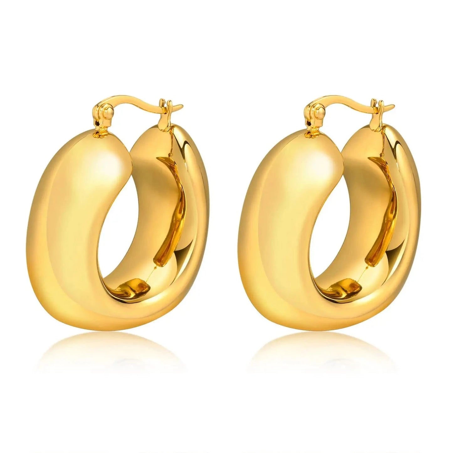 E2237 E2237 Charm 18K Gold Plated Stainless Steel Jewelry Gift Waterproof CC Shaped Chunky Earrings for Women