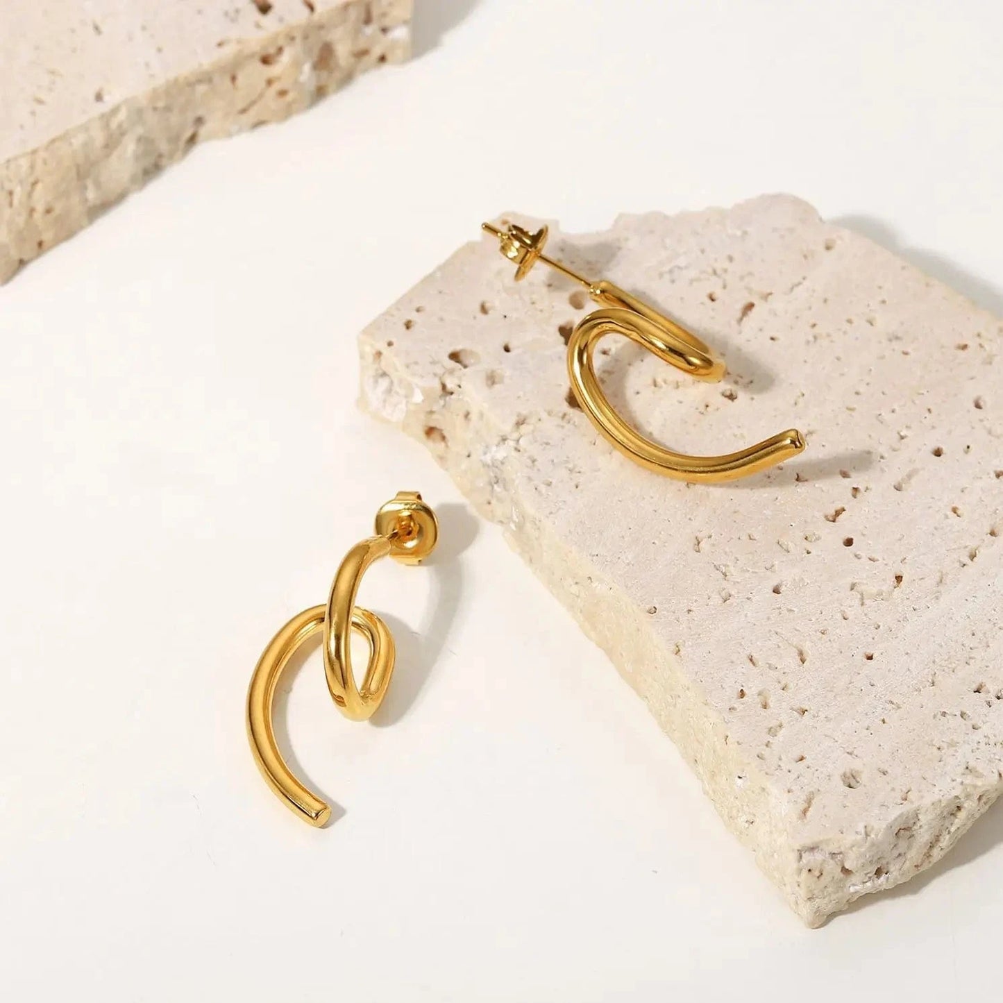 E2238 E2238 New Trendy 18k Gold Plated Stainless Steel Jewelry Gift Dainty surface special-shaped earrings