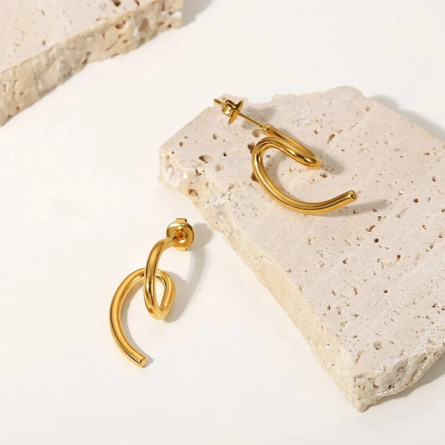 E2238 E2238 New Trendy 18k Gold Plated Stainless Steel Jewelry Gift Dainty surface special-shaped earrings