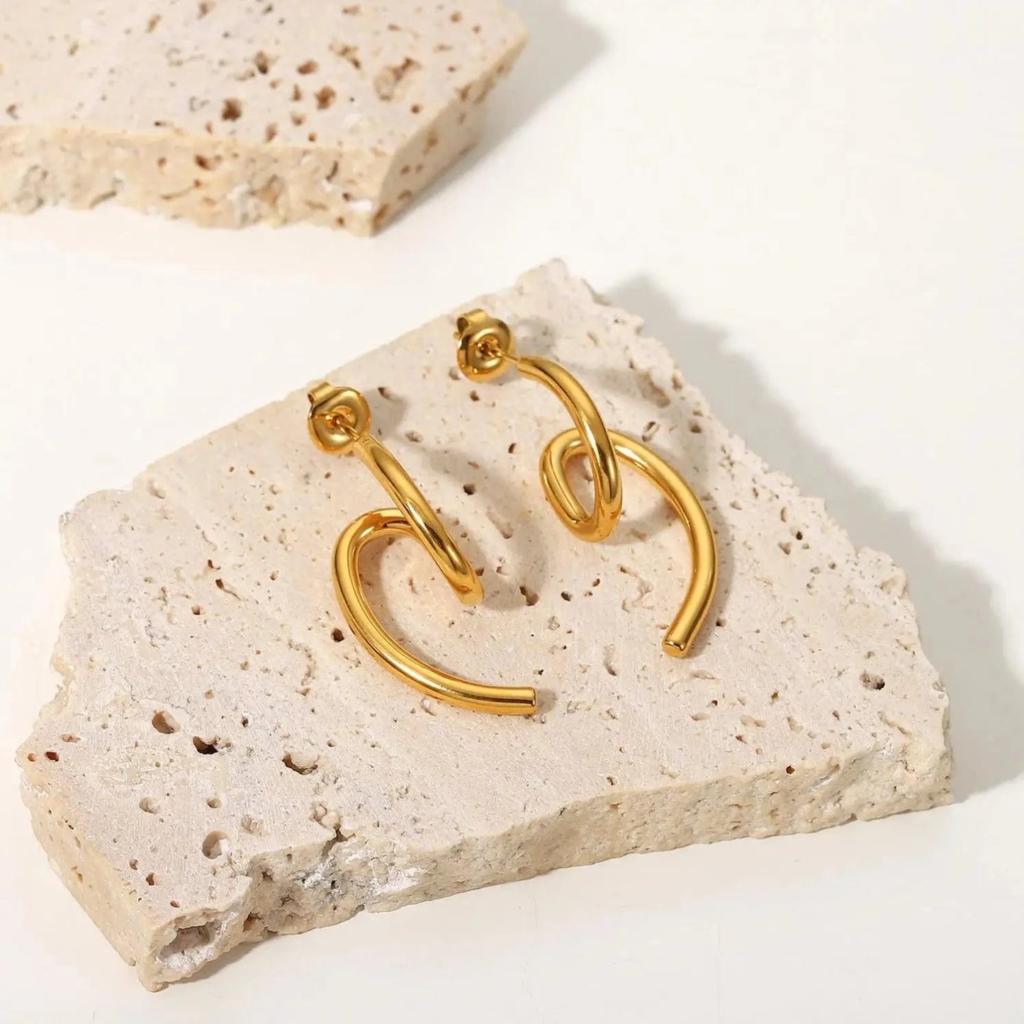 E2238 E2238 New Trendy 18k Gold Plated Stainless Steel Jewelry Gift Dainty surface special-shaped earrings