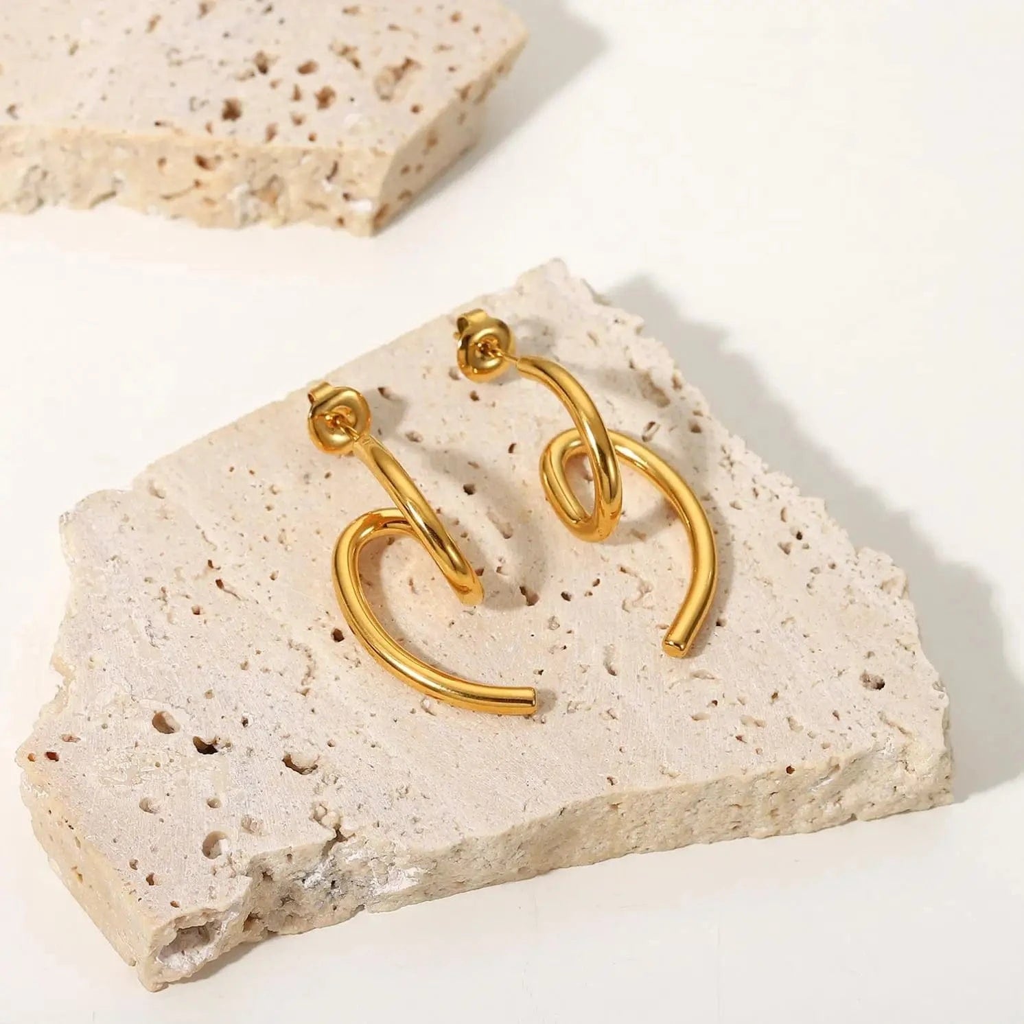 E2238 E2238 New Trendy 18k Gold Plated Stainless Steel Jewelry Gift Dainty surface special-shaped earrings
