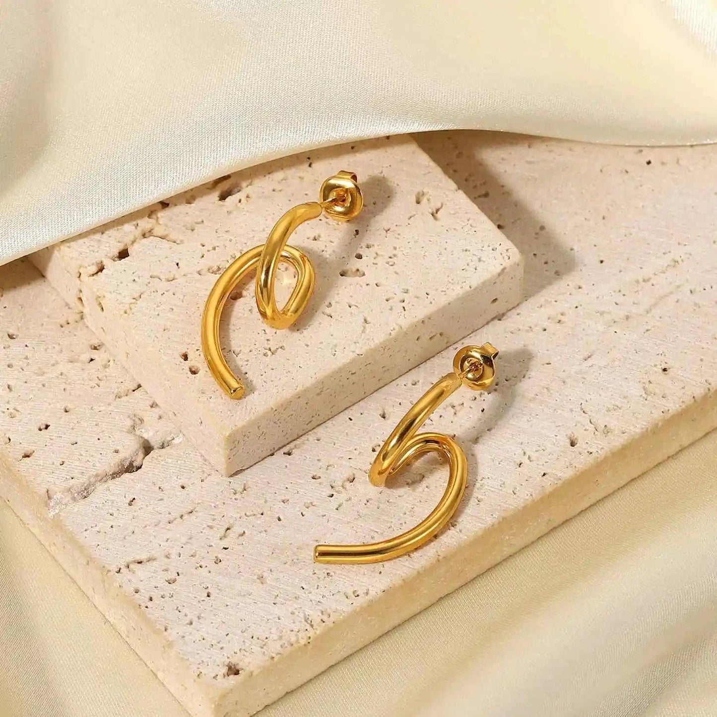 E2238 E2238 New Trendy 18k Gold Plated Stainless Steel Jewelry Gift Dainty surface special-shaped earrings