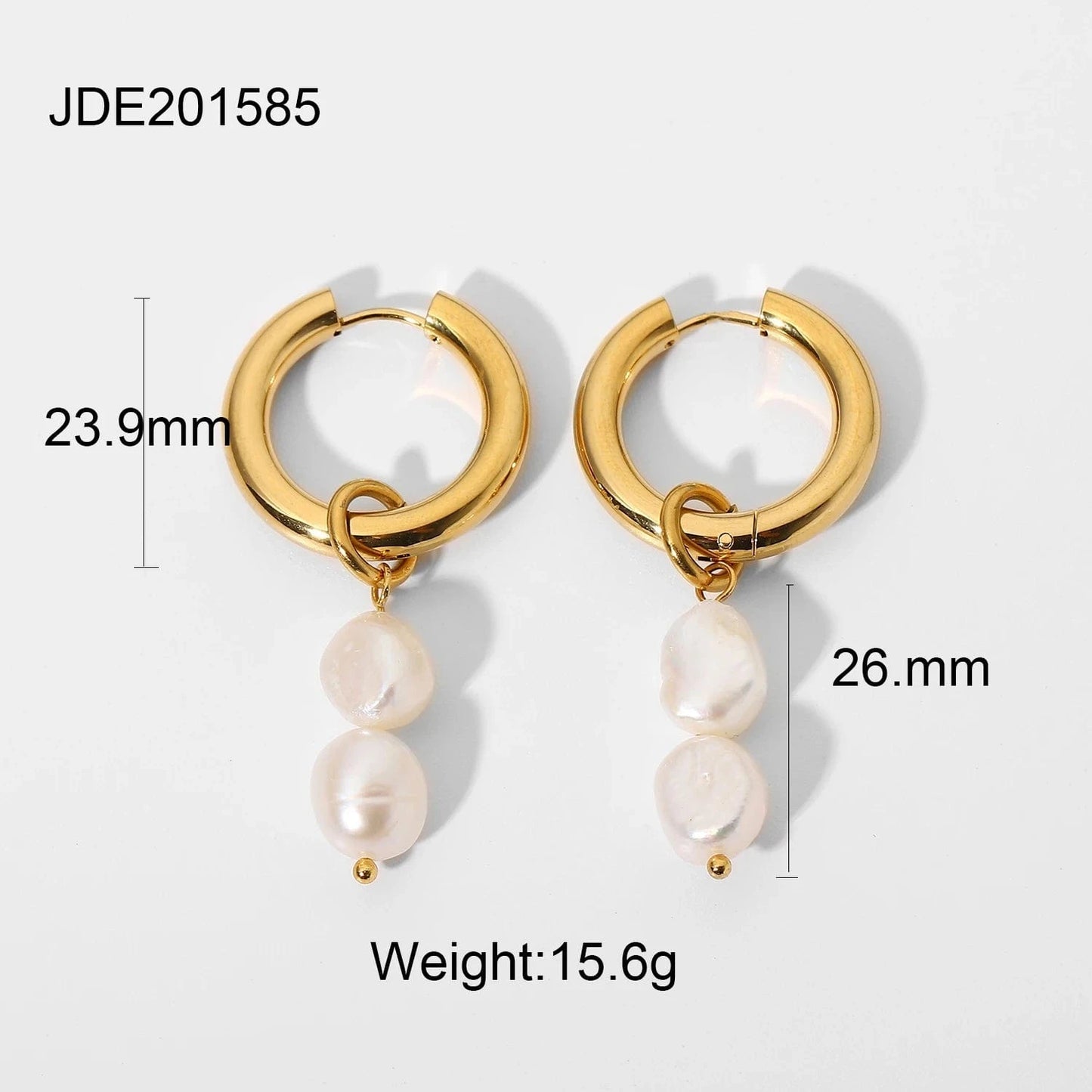 E2244 18k Gold Plated Stainless Steel Hoop Huggie Freshwater Pearl Natural Opal stone agate Drop earrings