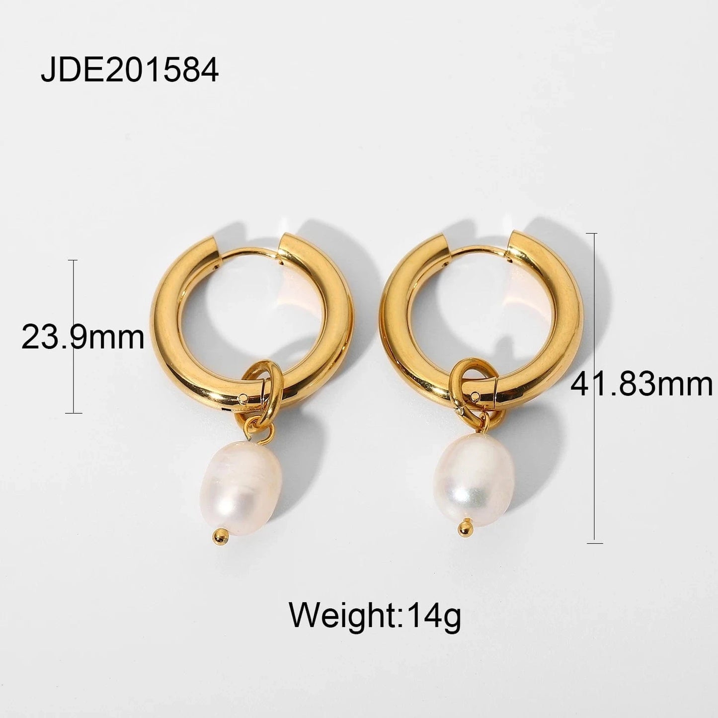 E2244 18k Gold Plated Stainless Steel Hoop Huggie Freshwater Pearl Natural Opal stone agate Drop earrings