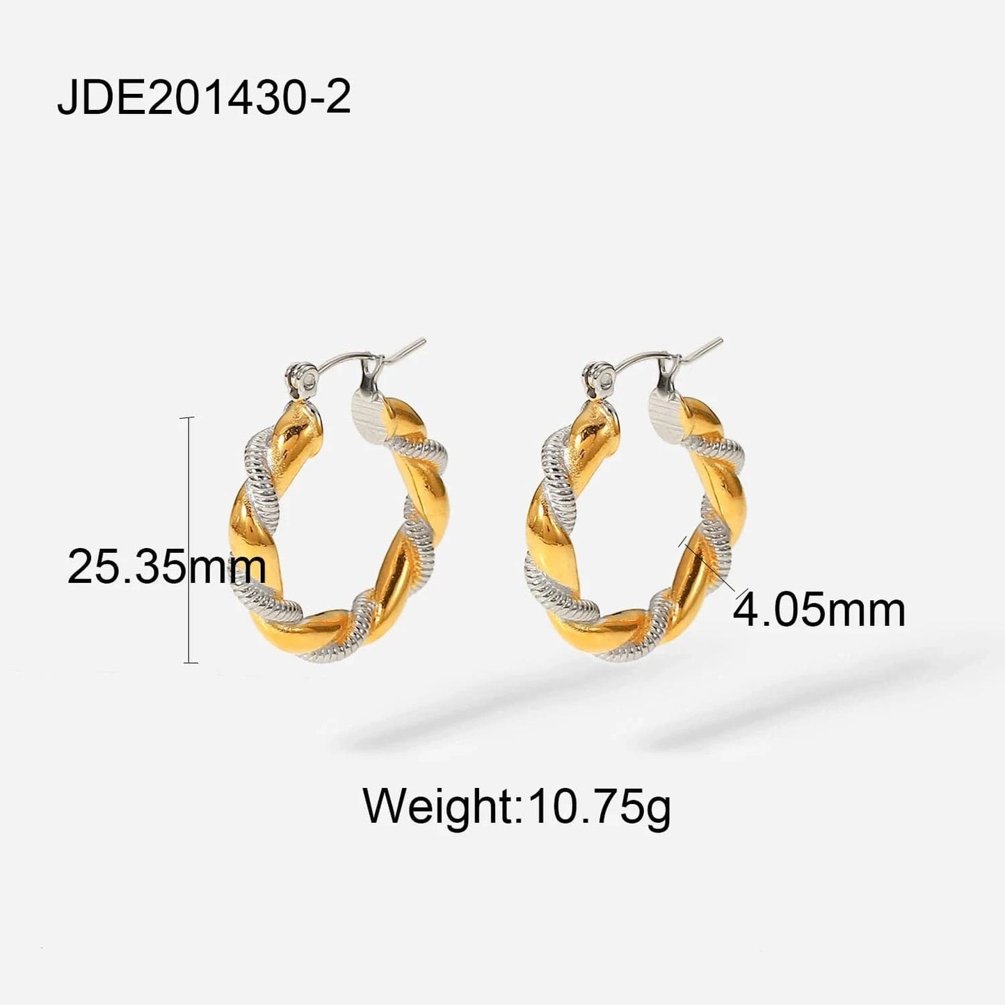 E2247 E2247 Waterproof Jewelry Stainless Steel Silver Croissant Earring Special Double Twisted Hoop Earring
