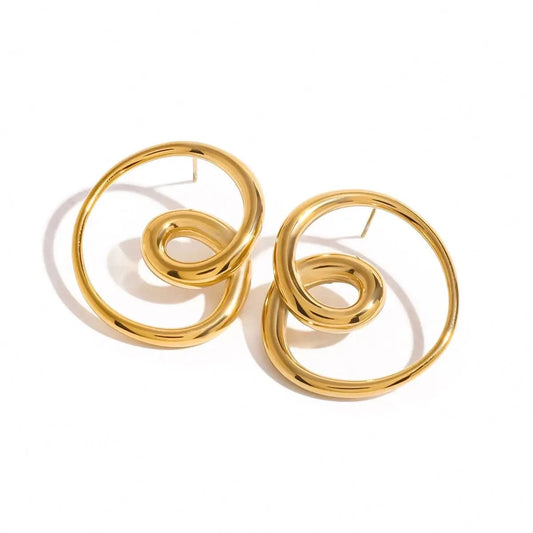 E2409 Unique Jewelry Style 18k Gold Stainless Steel Versatile Heart Spin Earrings
