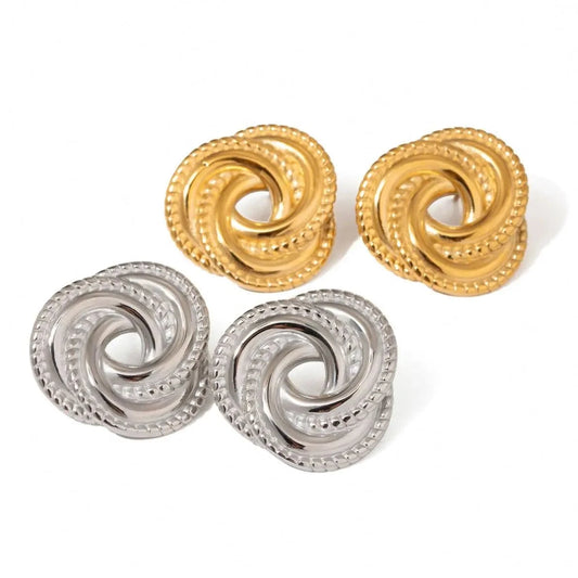 E2424 18k Gold Silver Color Stainless Steel Irregular Swirl Triangular Textured Earrings Trendy Fashion Statement
