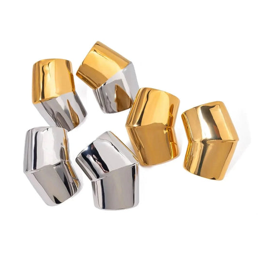 E2427 Jewelry Ins Popular 18k Gold Stainless Steel Plated Irregular Convex Trapezoidal Polished Earrings