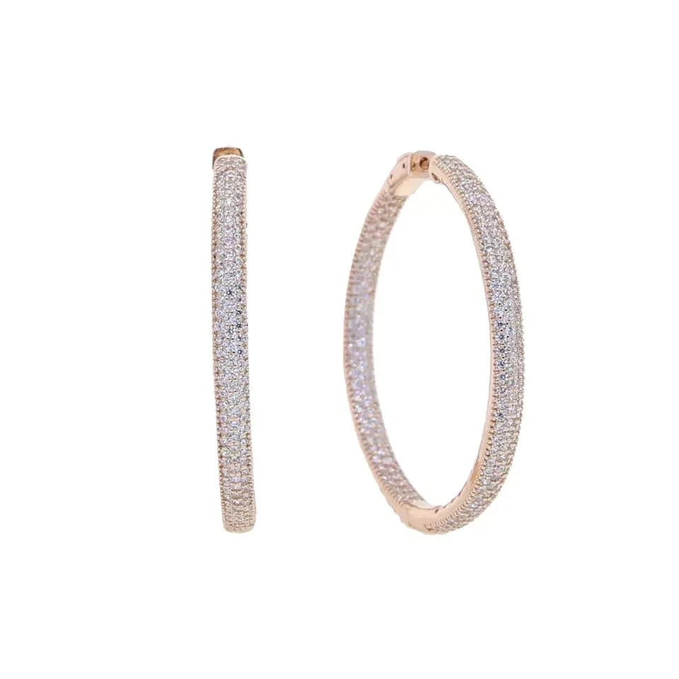 E288-50mm rose gold 25mm 50mm Iced Out Full Cubic Zirconia Hoop Earring Classic Fashion Clasp Dainty Gorgeous Huggie CZ Hoop Jewelry Women