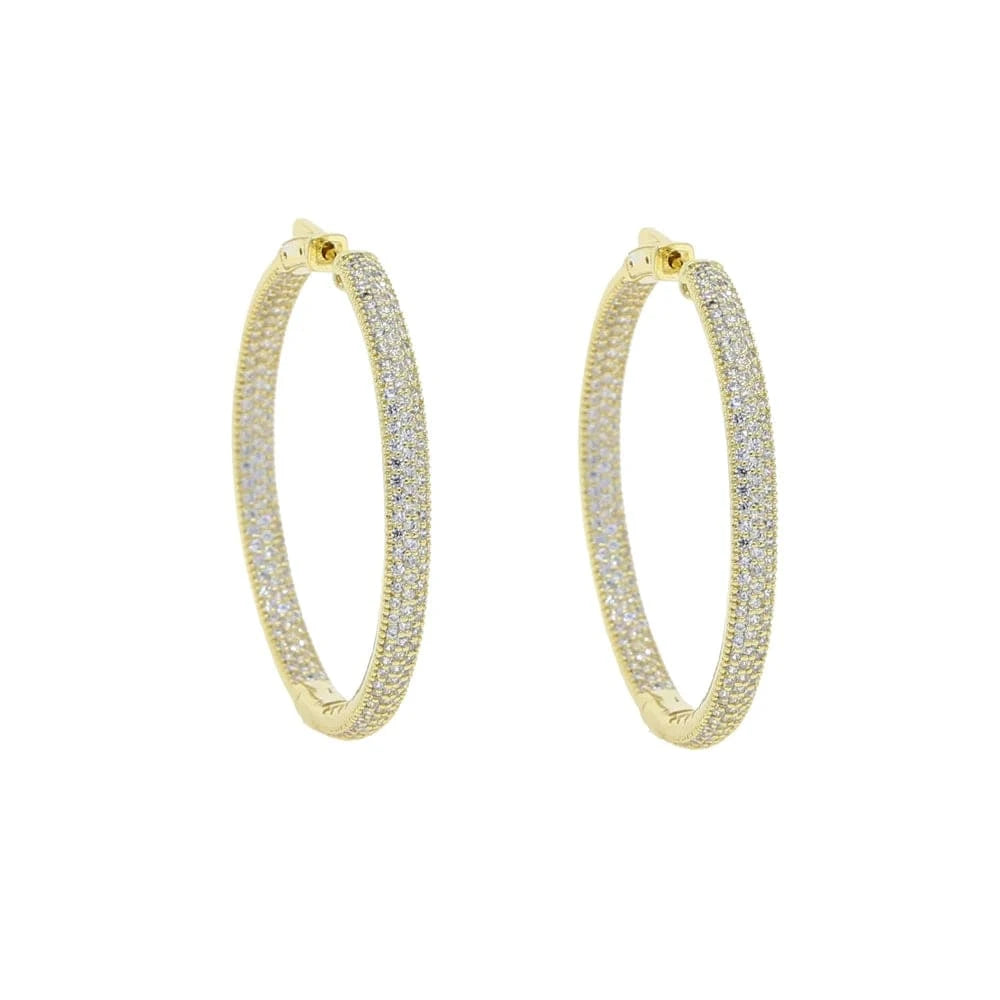 E288-Gold 2023 iced out bling 5A cz women jewelry sparking bling silver cz diamond chain 50mm hoop earring