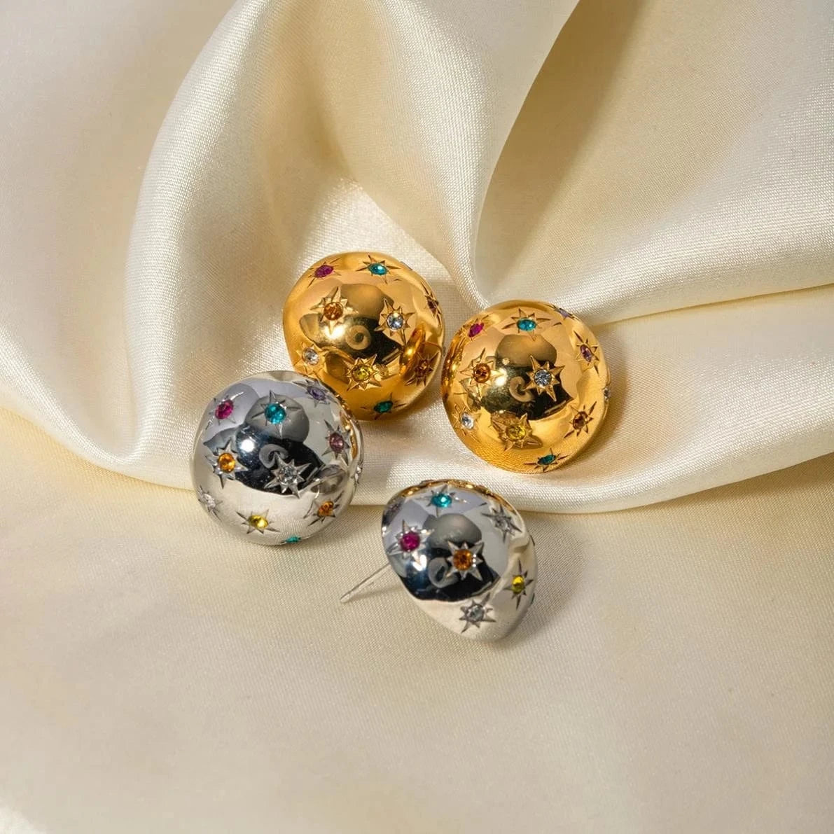 E2984 Gold Silver Plated Ball Earrings Elegant Stainless Steel Stud Earring for Women Fashion Jewelry