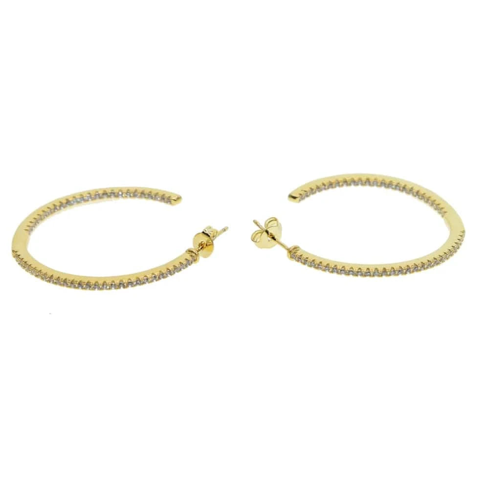 E339-37MM promotion gold plated micro pave cz hoops big small hoop double hoop fashion women Jewelry