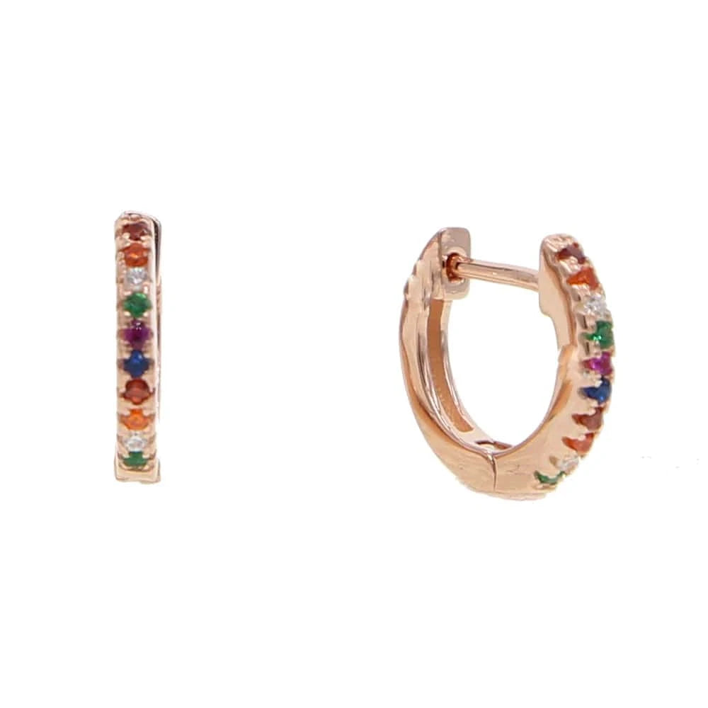 E358-Rose gold 100% 925 Sterling Silver Multi Piercing Earring Minimal Delicate Gold Plated Butterfly Flower Mini Hoop Fine Silver Jewelry