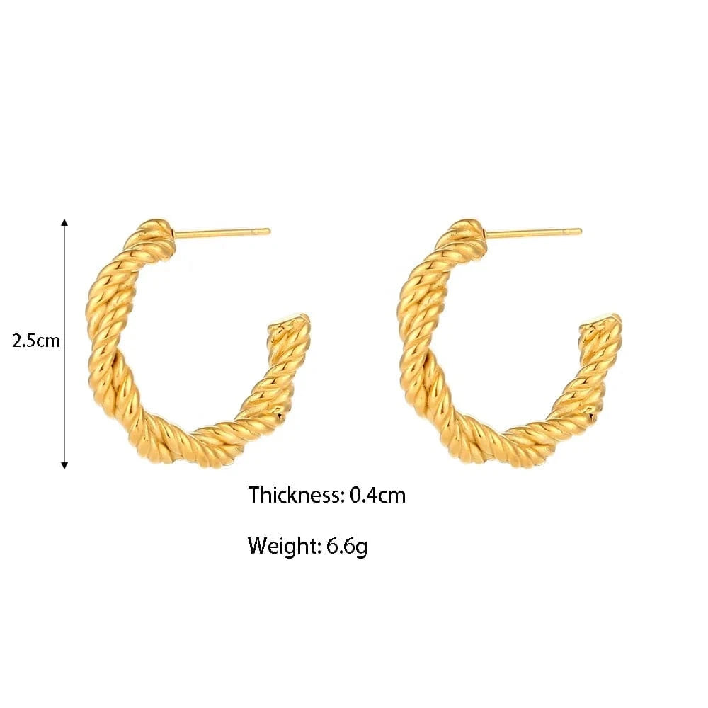 E6796 Small Thin Twisted Hoop Earrings Gold Plated Stainless Steel Hoop Earring For Woman Jewelry
