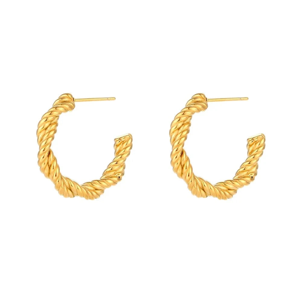 E6796 Small Thin Twisted Hoop Earrings Gold Plated Stainless Steel Hoop Earring For Woman Jewelry