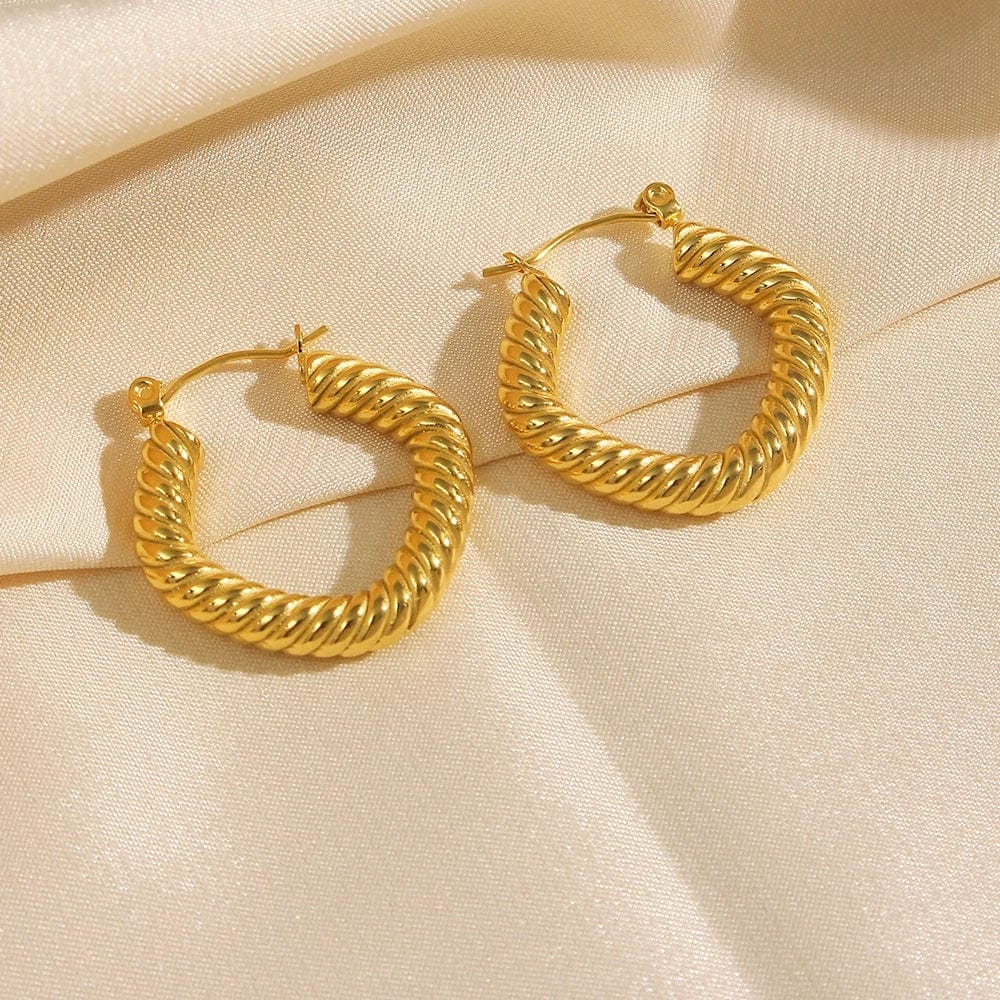 E6818 Drop Ship Chunky Croissant 18k Gold Plated Twist Hoop Earring Tube Cc Hoop Earrings Jewelry For Women