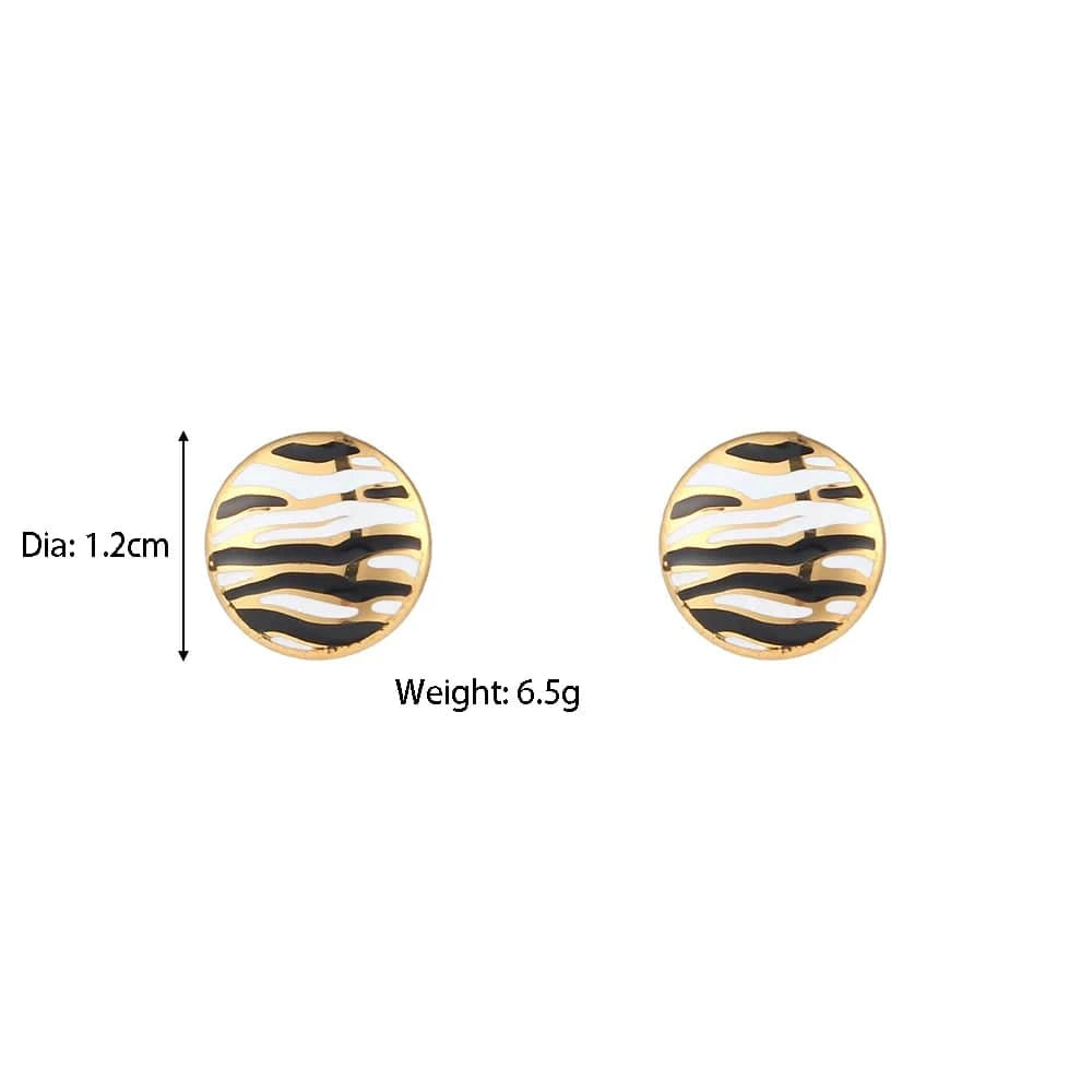E6845 Dainty Zebra Round Kids Studs Earrings Hypoallergenic Cute Earings For Girls Piercing Jewelry
