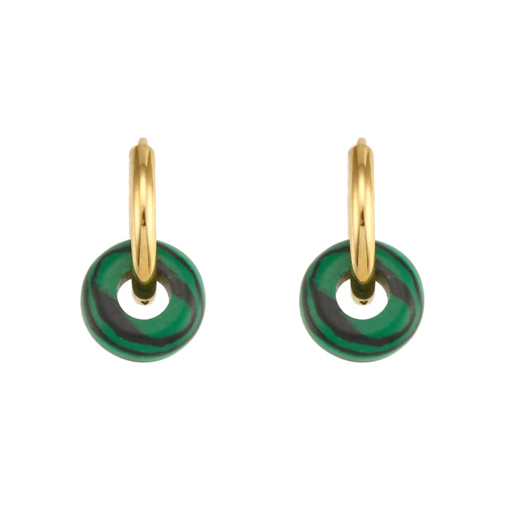 E6930_Malachite Natural Stone Earrings Set Colorful Gemstone Statement Jewelry Set Gold Plated Stainless Steel Jewelry Set