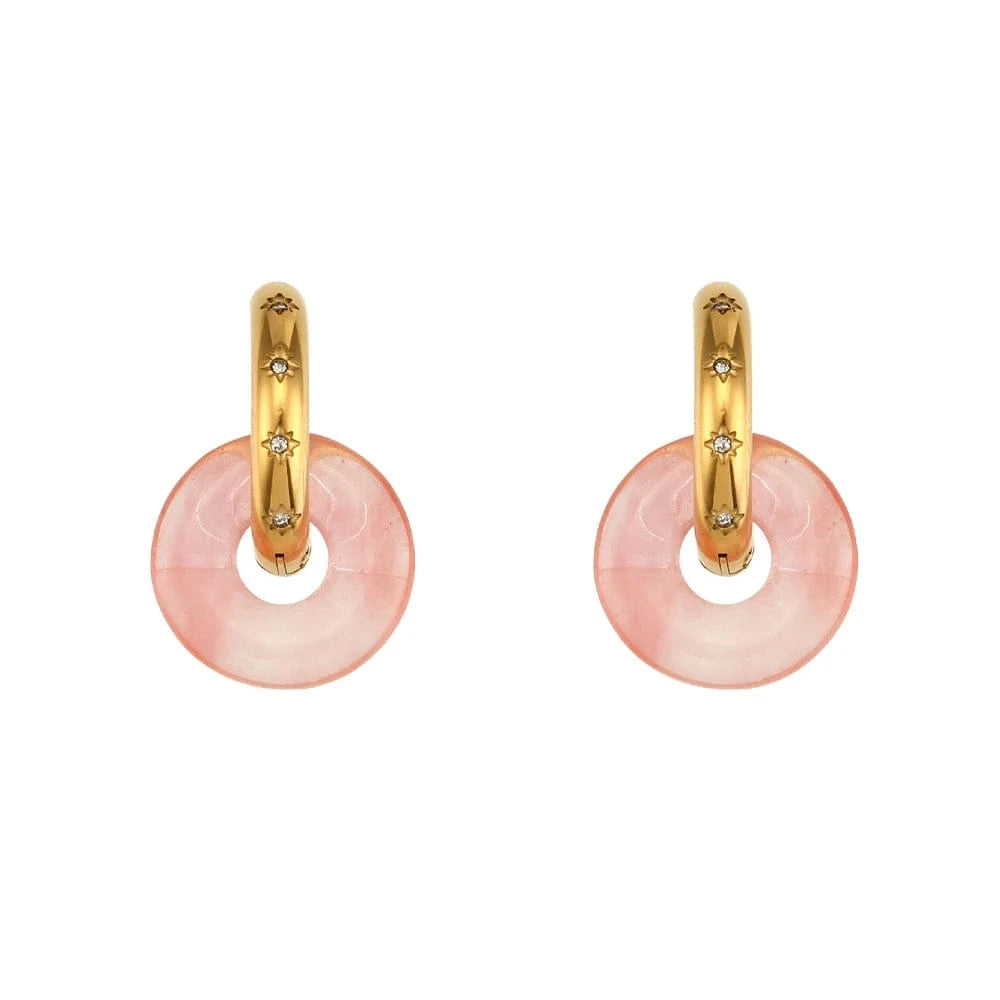 E6931_Tourmaline Natural Stone Earrings Set Colorful Gemstone Statement Jewelry Set Gold Plated Stainless Steel Jewelry Set