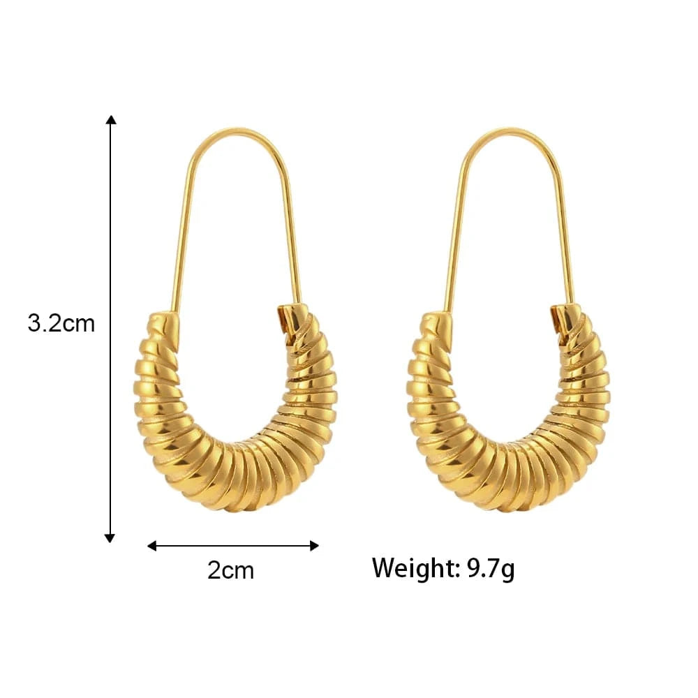 E6974 Trendy Safety Pin Paper Clip Earrings Stainless Steel Croissant Hoop Earrings Women Jewelry