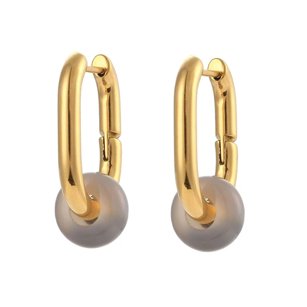 E6986_Tourmaline Natural Stone Earrings Set Colorful Gemstone Statement Jewelry Set Gold Plated Stainless Steel Jewelry Set